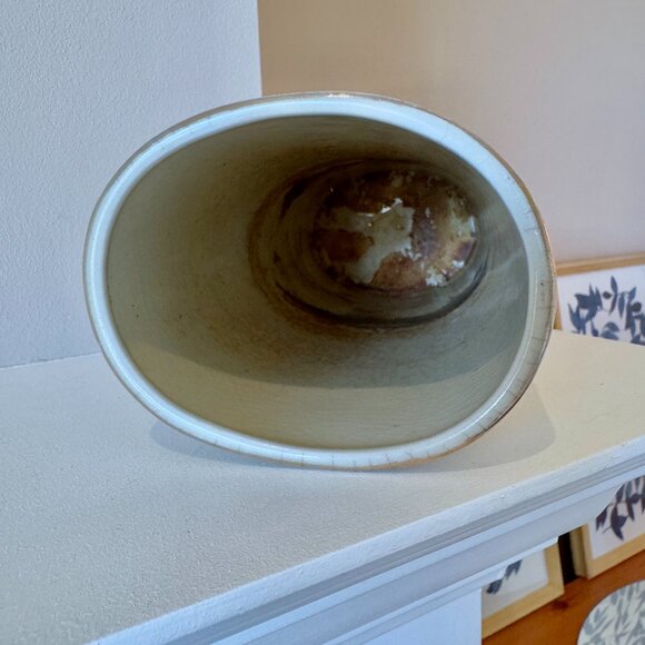 Vintage 1980s Japanese Tall Oval Floral w Gold Vase - Picture 7 of 10